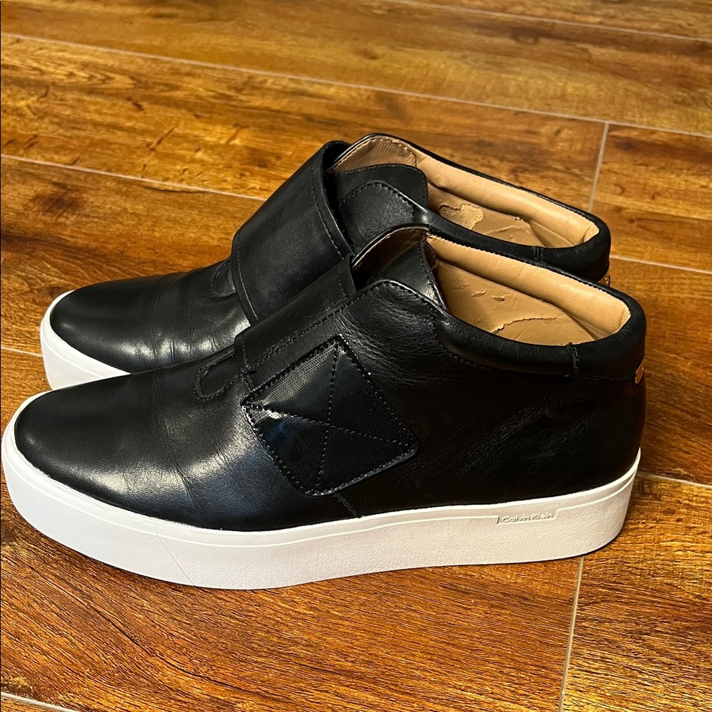 Black leather Calvin Klein sneakers